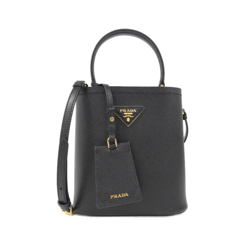 Prada Panier Saffiano leather bag signature crosshatched texture Black
